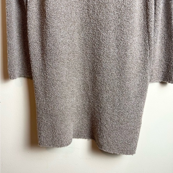 J. Jill Velvet Trim Merino Wool Silk Blend Brown Cardigan Duster Size Medium - Picture 7 of 16